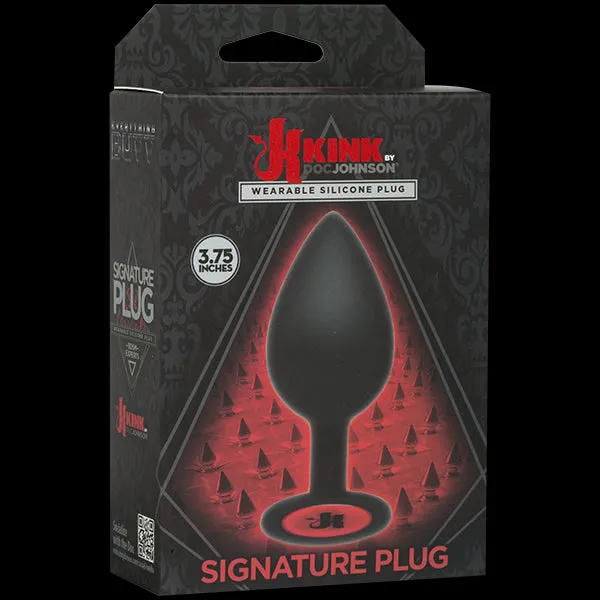 Anal Kink Signature Plug 375 Wearable Silicone Plug Black Doc Johnson Novelties