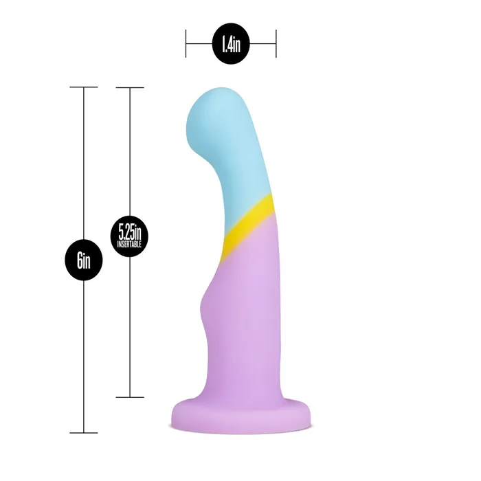 Avant By Blush Heart of Gold D14 Artisan 6 Inch Curved PSpot GSpot Dildo with Suction Cup Base Elegantly Made with Smooth Ultrasilk Purio Silicone Blush Anal
