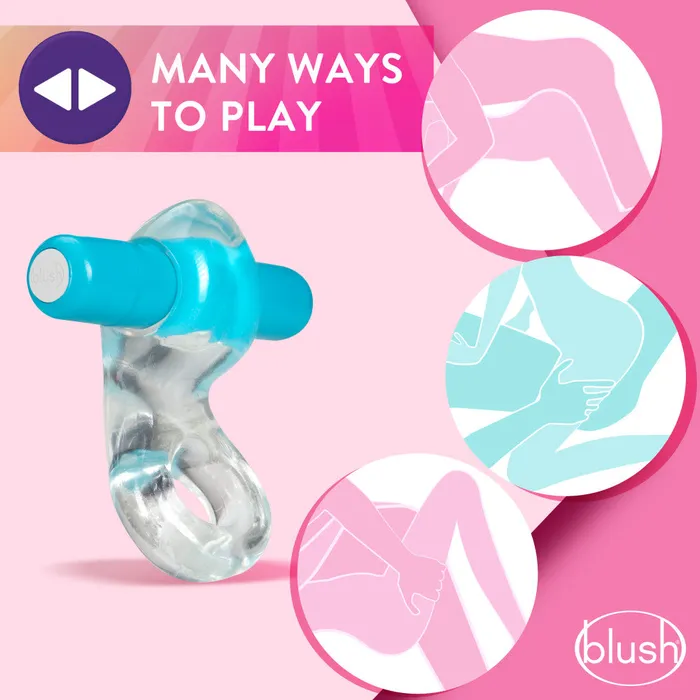 Blush Play With Me By Blush Delight Blue Vibrating Penis Ring Couples